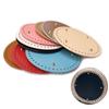 1Pc Diy Crochet Bag Bottom Accessories 15*15Cm Round Bottom For Knitted Bag Pu Leather Bag Base Handmade Bottom With Holes