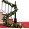 180/270CM Christmas Artificial Pine Garland with Bow Red Berries Pinecone Faux Pine Needle Rattan Mantle Fireplace Porch Hanging Decoration