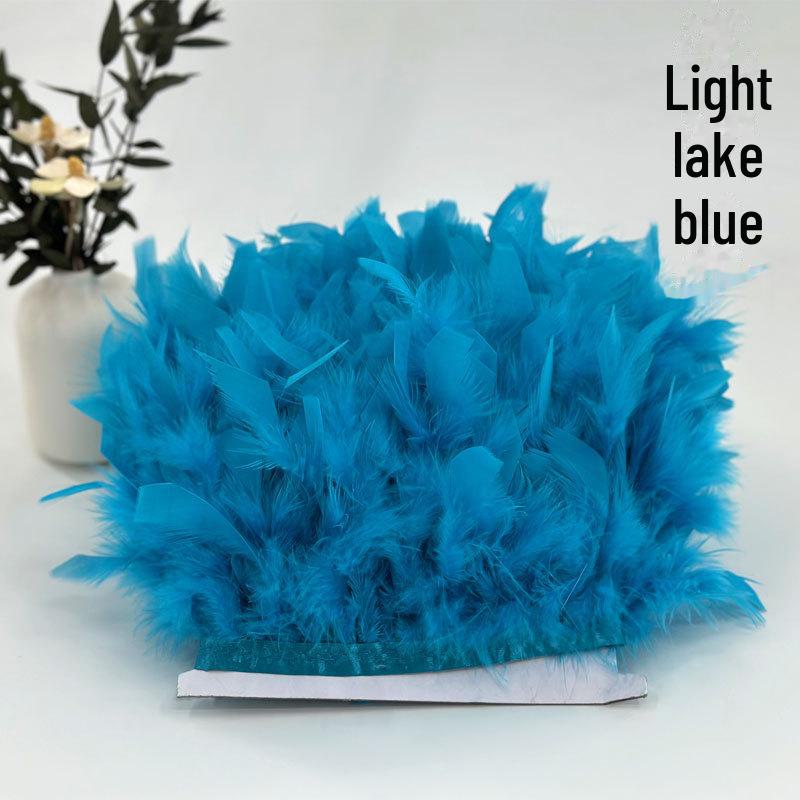 Red Lace Net Turkey Feather Strips for DIY Handmade Wedding Dance Costumes and Decorations