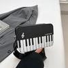 Piano Keys Black and White Sling Bag Contrast Color Casual Square Bag Ladies Travel Shopping Commute Date Bag KTY