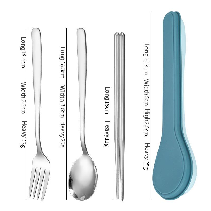 Набор из четырех столовых приборов с коробкой из нержавеющей стали корейские столовые приборы ложка вилка палочки для еды ложка в форме коробки столовые приборы для путешествий