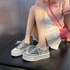 Женские парусиновые туфли Весна и Осень Новые Блестки Толстая Подошва Увеличивающие Рост Вулканизированные Повседневные Беговые Женские Туфли