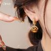 Серьги с тигровым глазом из французского кружева, легкая роскошь, серьги-гвоздики, ретро, универсальные серьги