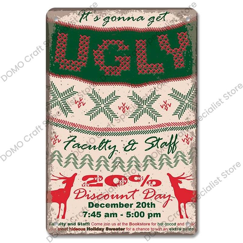 Christmas Tree Bells Santa Claus Poster Vintage Metal Tin Signs Merry Christmas Retro Metal Plate Cafe Bar Pub Home Wall Decor