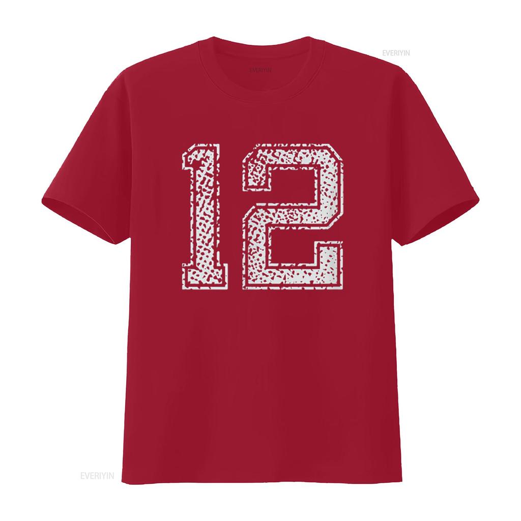 Unisexs Number 12 T Shirt Numbered Retro Style Birthday Black 2xl Vintage Washed Comfortable Casual Streetwear Unisex Breathable