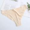 Lace Thongs for Women Sexy G-String Underwear Seamless T Back Low Waist Panties Ice Silk Comfy Briefs