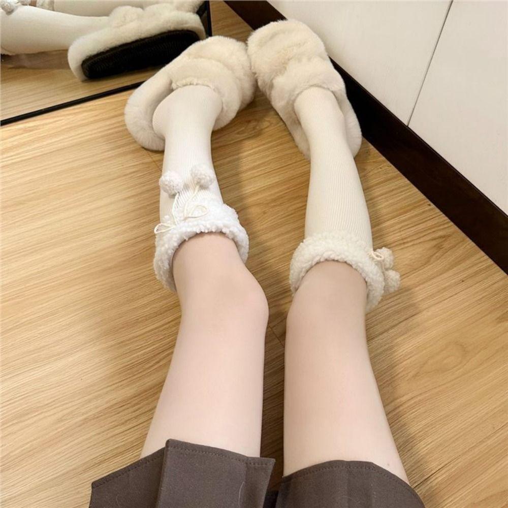 Повседневные вязаные носки из телячьей шерсти, хлопковые пушистые длинные носки до колена, новые женские длинные носки