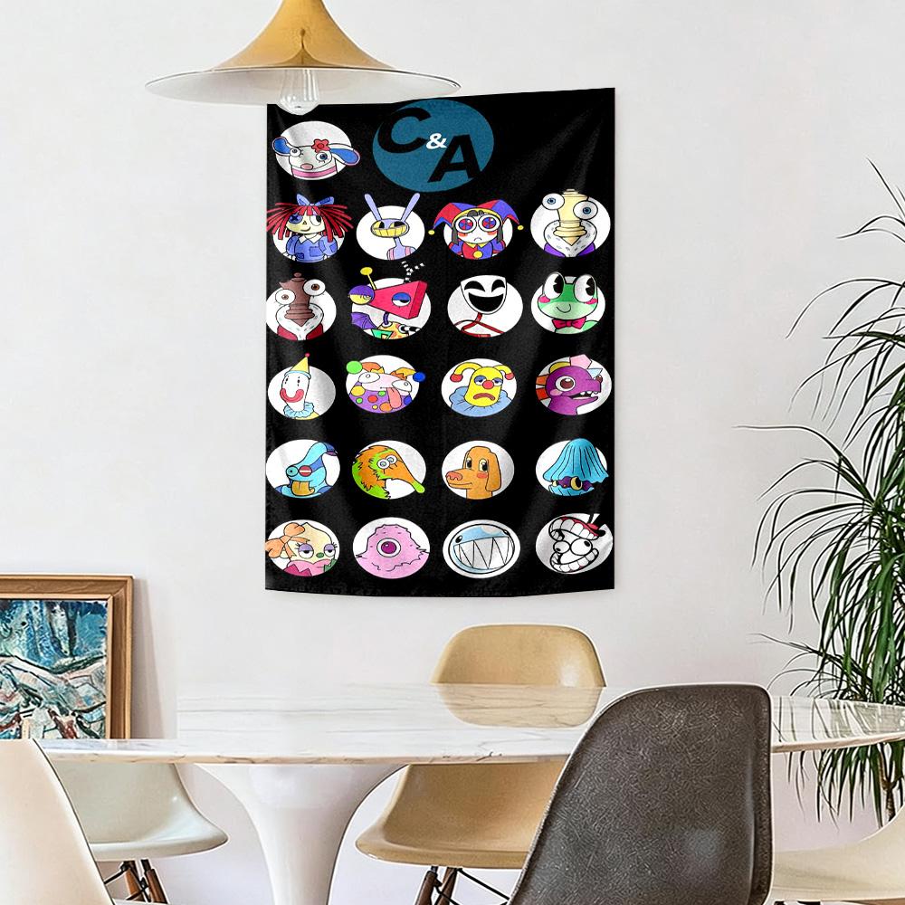 Digital Circus Wall Decor Tapestry Art For Pet Memorial Birthdaywedding Party Backdrop Family Gift