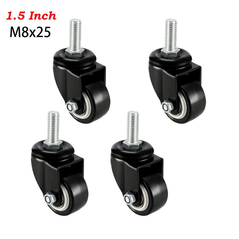 4 шт. сверхмощные поворотные ролики 1,5 "/2" с резьбовым стержнем с тормозной тележкой, мебельный ролик M8/M10 с резьбовым стержнем