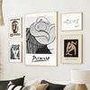 Абстрактная линия Женское лицо Птица Собака Пикассо Настенное искусство Фреска Холст Живопись Постеры и Принты Настенные картины для декора гостиной