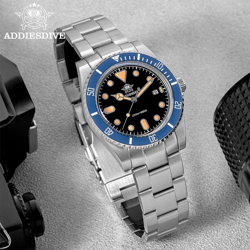 ADDIESDIVE 39mm NEW Men's Analog Watch Simple Bubble Mirror Glass 200m Waterproof Luminous Diving Quartz Watches For Men AD2501