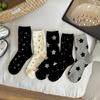 Women Dot Socks Harajuku Streetwear Middle Tube Socks Moon Star Print Sweet Girls JK Lolita Kawaii Cute Socks