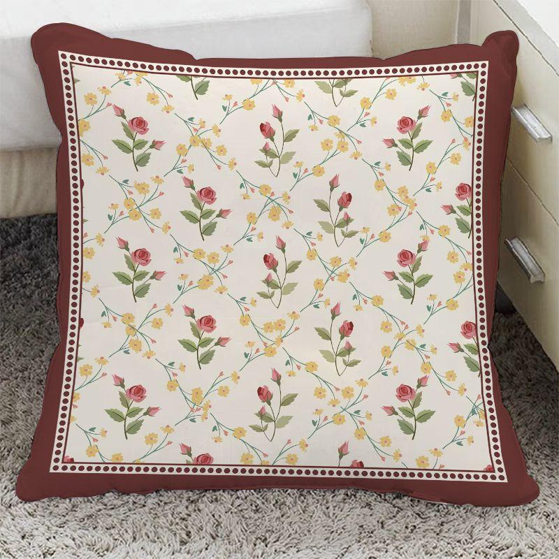 Light Luxury Pillow Retro Square Flower Decoration Sofa Ornaments Pillowcase New Chinese Style Removable and Washable Pillow Cushion