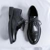 Модные мужские классические черные блочные деловые кожаные туфли, брендовые мужские удобные деловые туфли на шнуровке с резной отделкой из кожи
