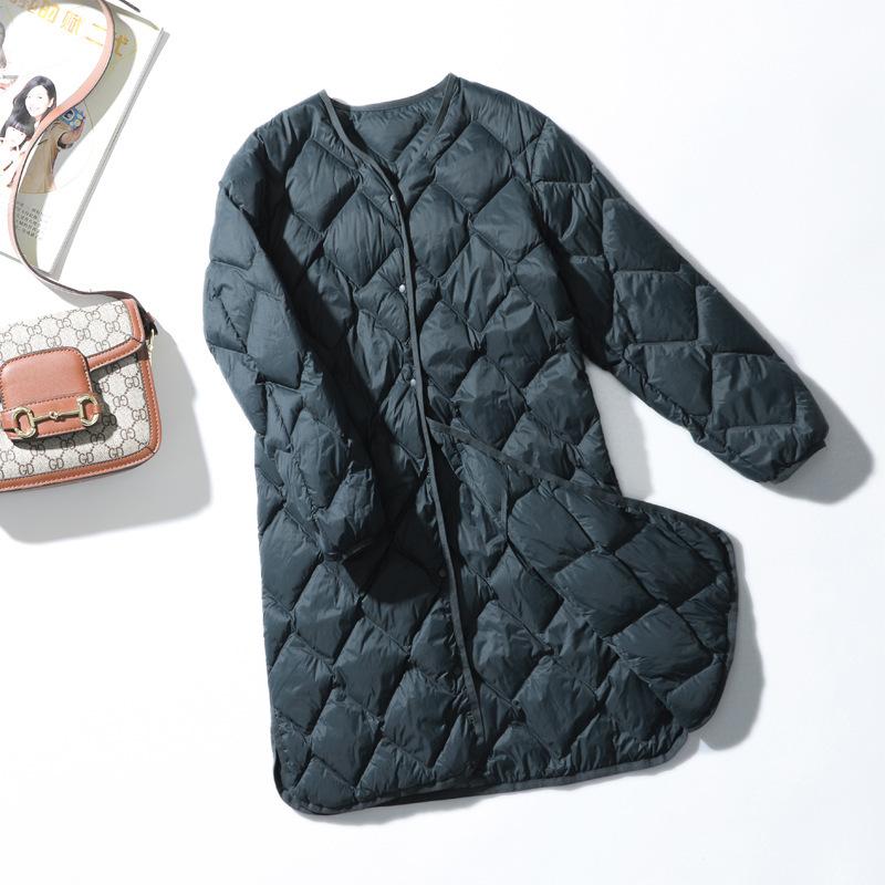 Women Winter Ultra Light Thin Duck Down Coat Winter Long Slim Warm Basic Quilted Puffer Jacket