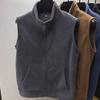 Мужской утолщенный флисовый жилет с воротником-стойкой - однотонный, куртка на молнии - зимняя без рукавов, универсальная