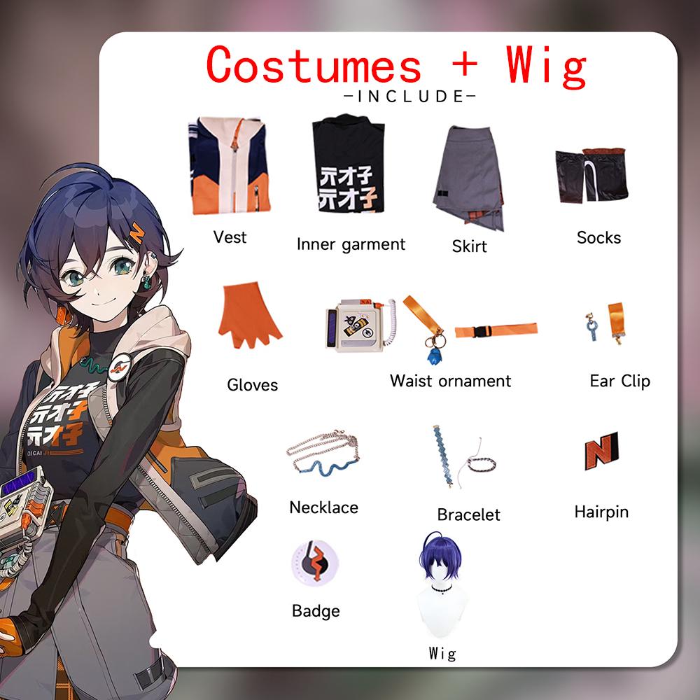 Anime Zenless Zone Zero Cosplay Costume Belle Costume Halloween Anime ZZZ Outfit Girl Uniform Wig Birthday Gifts Carnival Full Set