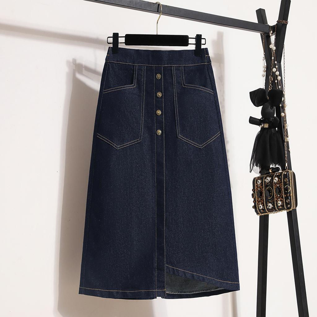 DIMANAF 2025 Большой размер Новые весенние женские А-силуэта Эластичные джинсовые юбки Свободная юбка Высокая талия Винтажные юбки