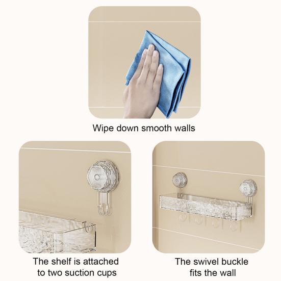 Душевая кабина Полка для хранения присосок Большая вместимость Прочная несущая способность Простота установки Регулируемый нижний слив Прозрачная угловая полка