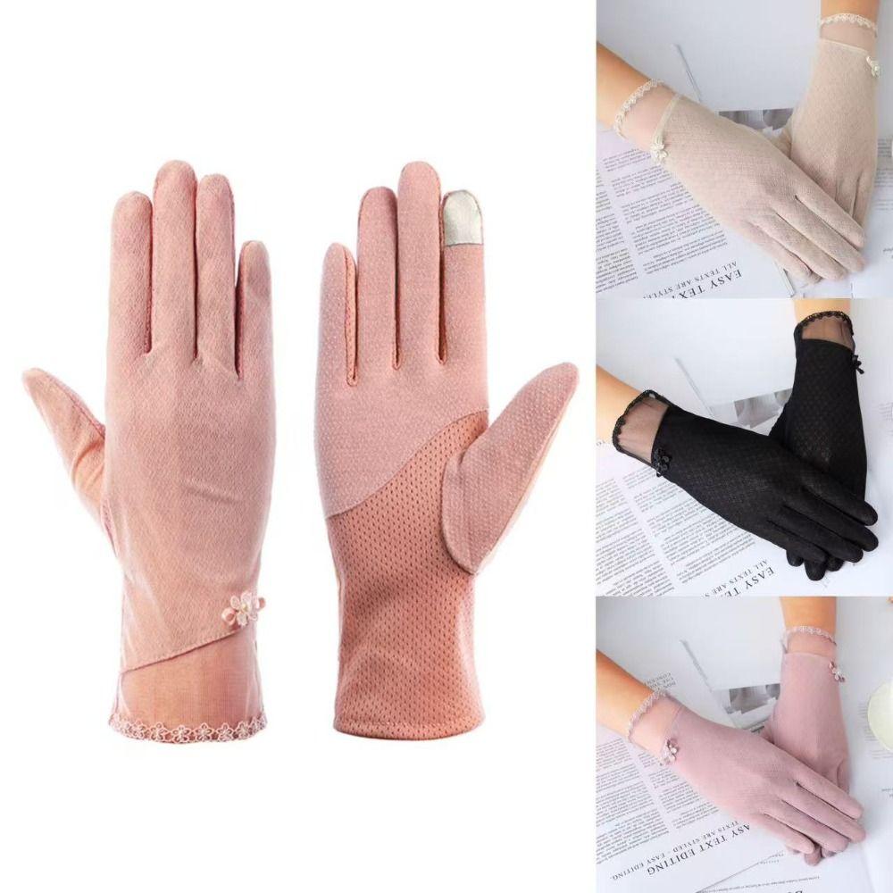 Non-slip Female Sunscreen Gloves Full Finger Cycling Gloves New Ice Silk Gloves Summer