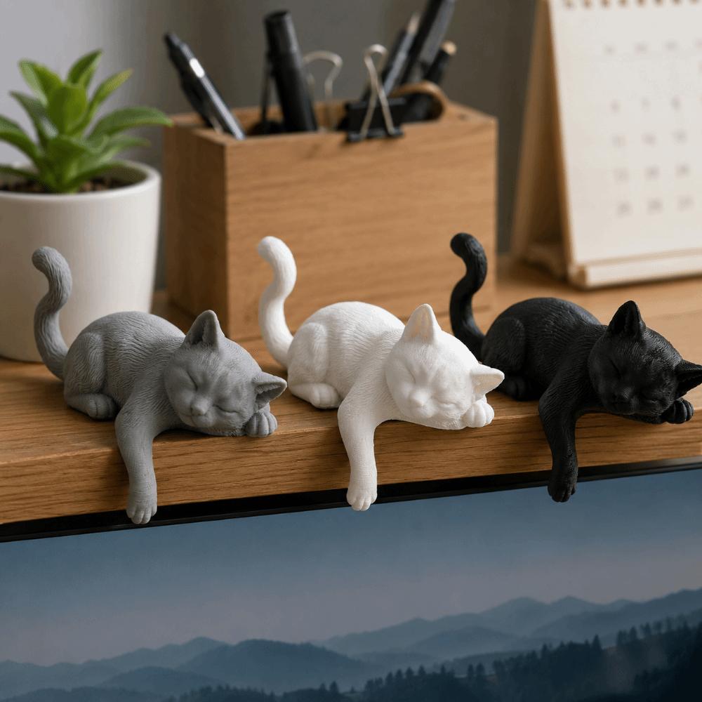 Cute Sleeping Cat Ornament 3D Printed Cat Statues Crafts Decorative Cat Statues Bedroom Decor