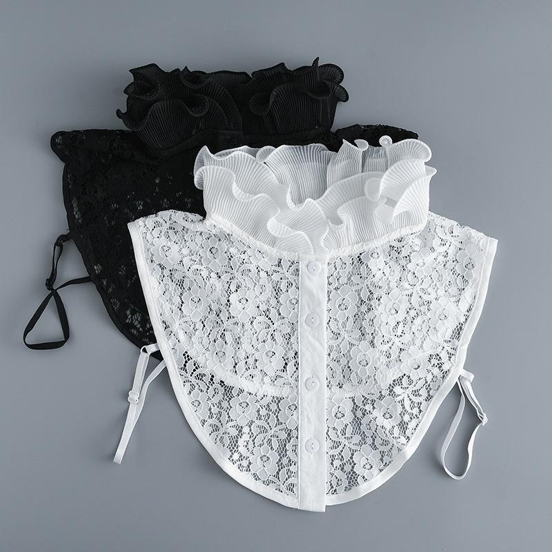 Women Embroidery Lace Floral Fake Collar Half Shirt Stand Detachable Lapel Collar Decoration Blouse Tops Ruffles False Collar