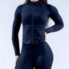 DFYNE Seamless Long Sleeve Zipper Fitness Suit - High Neck Soft Bodysuit