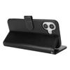 For iPhone 16 Case R61 Texture Wallet Leather Flip Phone Cover - Black