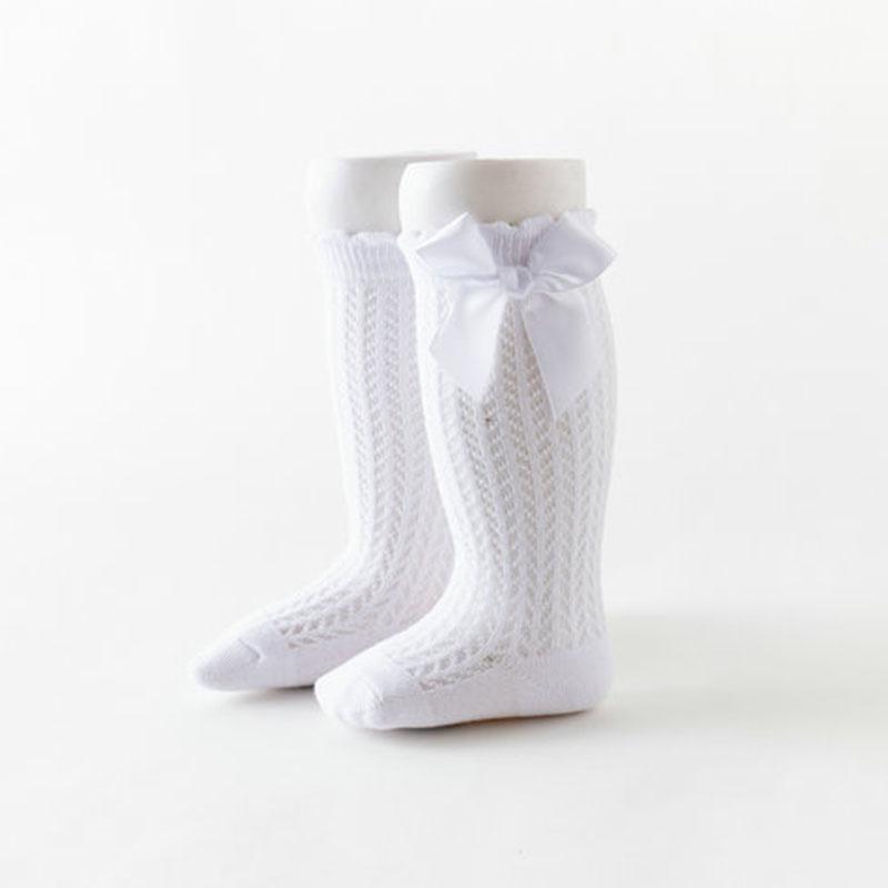 0-2Year Baby Girl Mesh Long Socks Summer Bowknot Stockings Thin Breathable Newborn Knee High Sock Kids Mosquito Proof Calf Sock