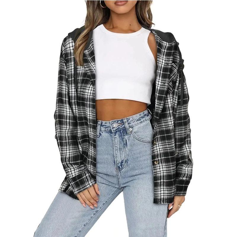 Women's Autumn and Winter Hoodie Breasted Casual Shirt Top