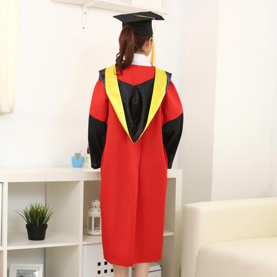 2 шт./компл. Мантия бакалавра со шляпой, V-образный вырез, длина до колена, длинный рукав, скрытая застежка, мантия для выпускника гуманитарного факультета