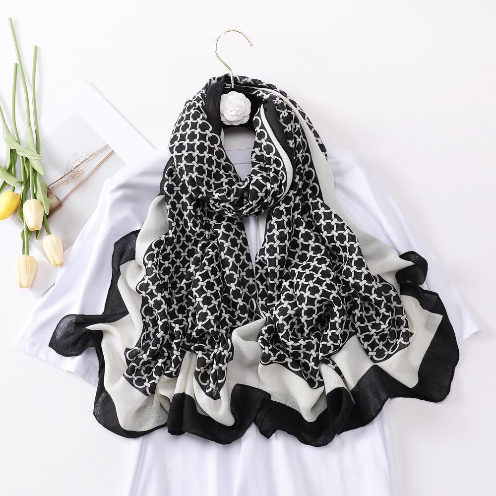 New Shawl Air-conditioning Summer Multi-purpose Female Imitation Cotton Linen Scarf Large Long Scarf Warm Take Fashion Foreign Silk Scarf