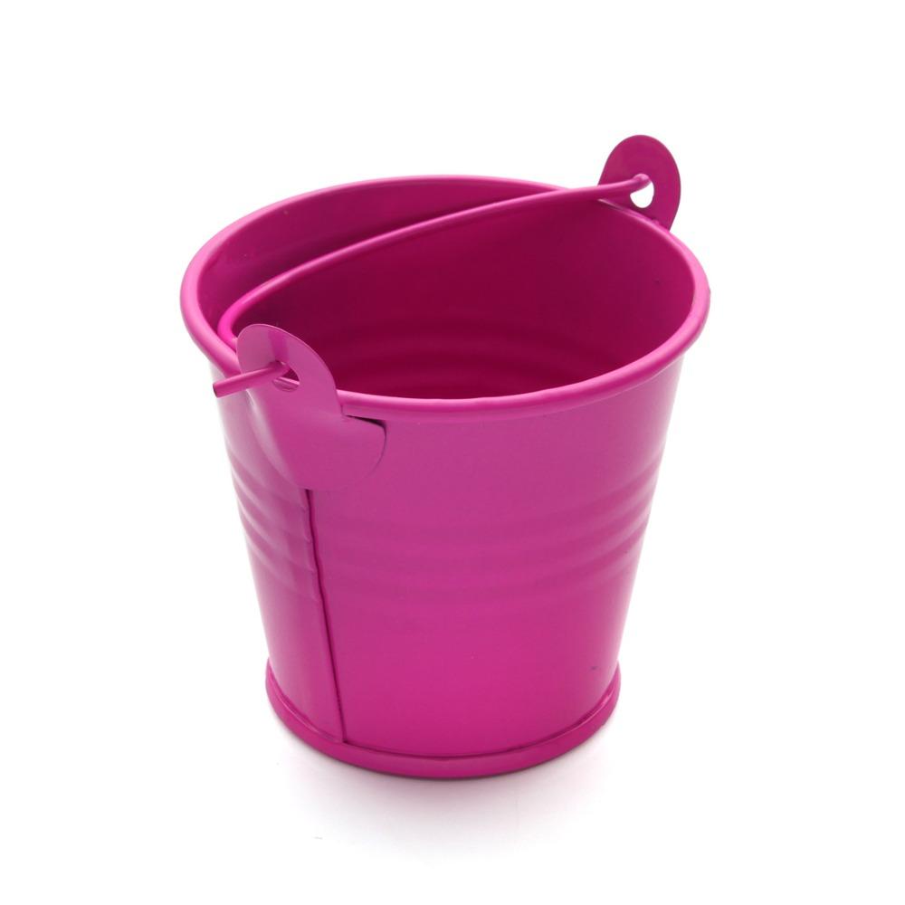 Однотонное мини-ведро, железная корзина для хранения, аксессуары для кукольного домика, домашний сад
