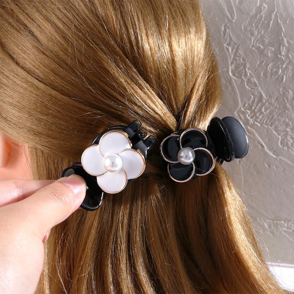 Resin Girls Solid Colors Small Grip Clips Camellia Flower Hairpin Women Hair Accessories