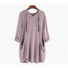 Spring Autumn Women's Hooded Solid Color Loose Long T-shirt Irregular Long Sleeve Pocket Pullover Top