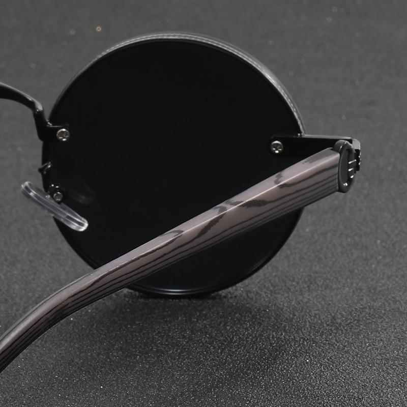 Мужские модные солнцезащитные очки в круглой оправе с дужками, имитирующими деревянное зерно, без оправы из металла для повседневной носки и отдыха