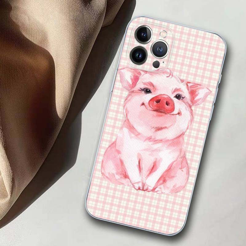 Cute Little Pet Pig Phone Case Silicone Soft for Iphone 14 13 12 11 Pro Mini XS MAX 8 7 6 Plus X XS XR Cover