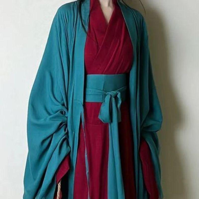 Китайский традиционный ежедневный однотонный костюм Hanfu в стиле династии Вэй и Цзинь Hanfu