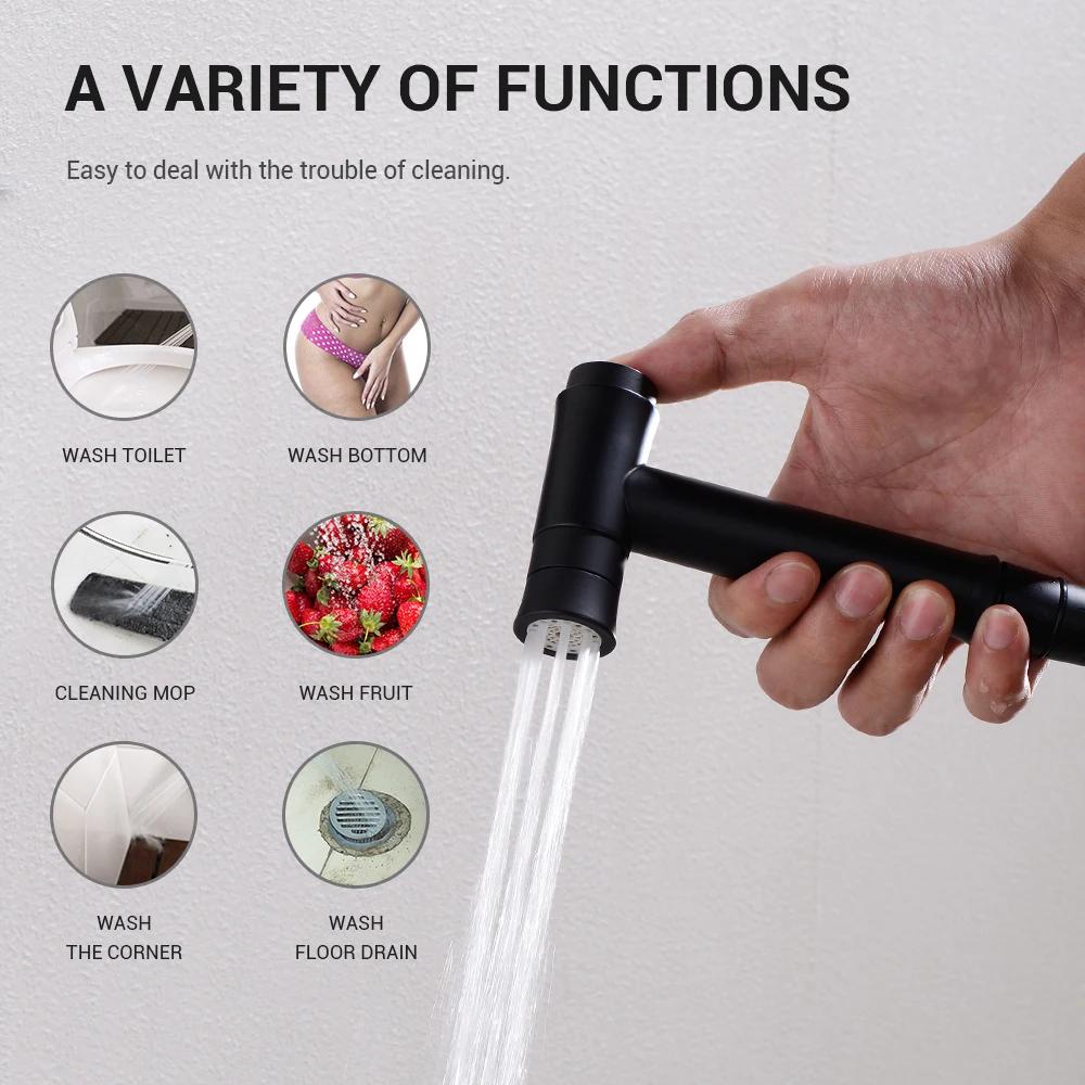 Латунный Ручной Душ-Биде для Туалета Очистка Подгузников Горячая Холодная Черный Ванная Комната Душевой Комплект Золотой Душ-Биде Портативный Распылитель Струя