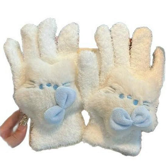 2025 Звездные перчатки: Милые, Плюшевые, Теплые, Ветрозащитные, Утепленные Зимние Велоперчатки для Студентов