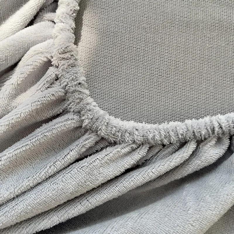 Эластичный наматрасник Теплая плюшевая простыня на резинке Бархатное покрывало Зимнее теплое покрывало для кровати Защитник матраса Простыня из молочного бархата