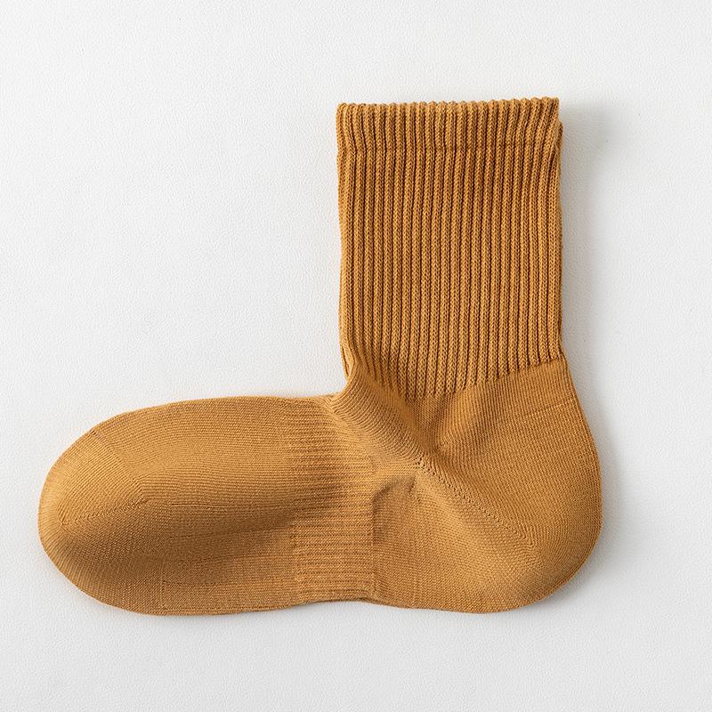 Женские осенне-зимние носки до середины икры, хлопковые носки с прямым углом, однотонные спортивные бесшовные длинные носки до икры, полностью хлопковые носки