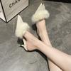 2024 весна новые босоножки на высоком каблуке Mao Mao модная одежда новые заостренные носы тонкий каблук сумка голова Muller полутапочки женские