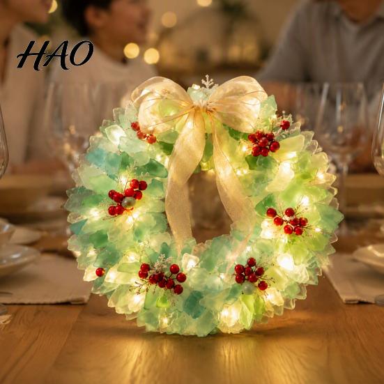 Festive Party Supplies DIY Lighted Christmas Figurine Kit, Santa Snowman Reindeer Wreath Tree Kit Decor, Handmade Xmas Decor with LED Light,