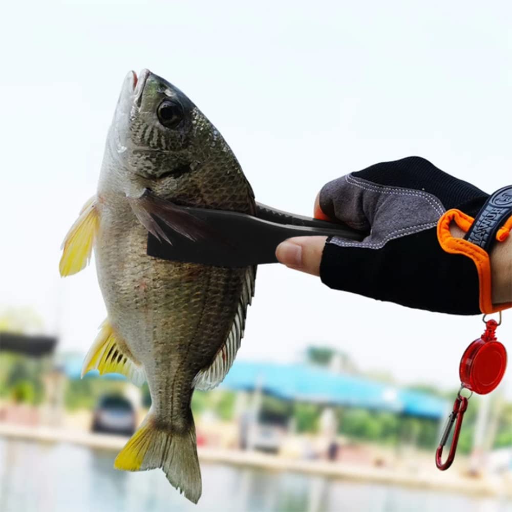 Samcos Crocodile Grip Fish Grabber, Made of ABS Resin, Lightweight and Compact, with Carabiner, for Fishing (Black)