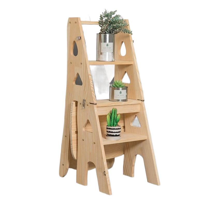 Складная лестница-стул двойного назначения из массива дерева для помещений