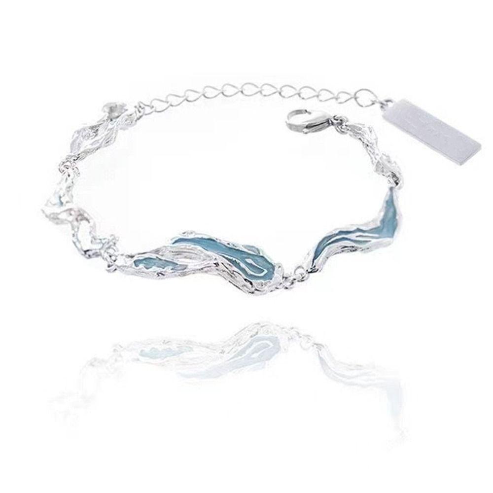Irregular Wave Bracelet Light Blue Hand Chain Minimalist Bracelet Lovers