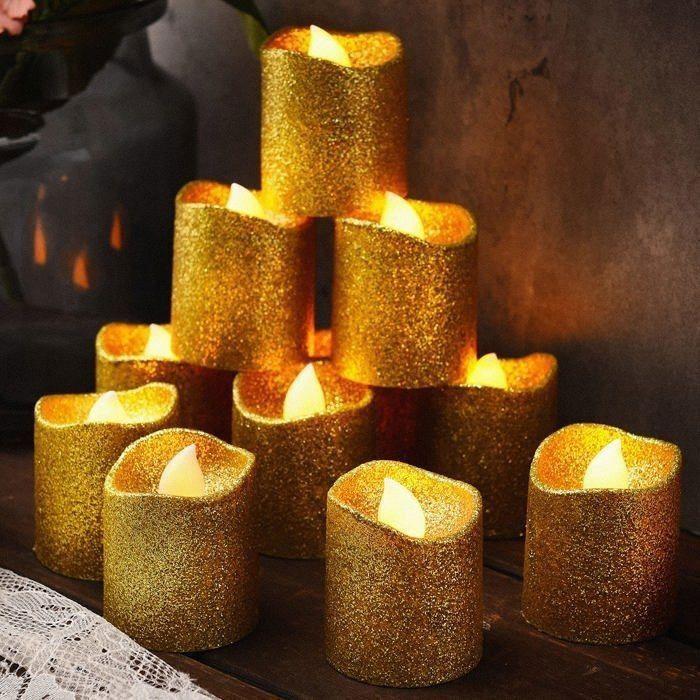 Bougies décoratives - AIMOONSA - AIMOONSA - Lot de 24 - 3,8 x 4,8 cm - Sans flamme