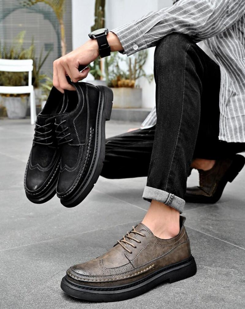 Модные мужские повседневные туфли из натуральной кожи, роскошные мужские оксфорды, броги в британском стиле, мужская обувь на шнуровке для отдыха, большие размеры 38-46