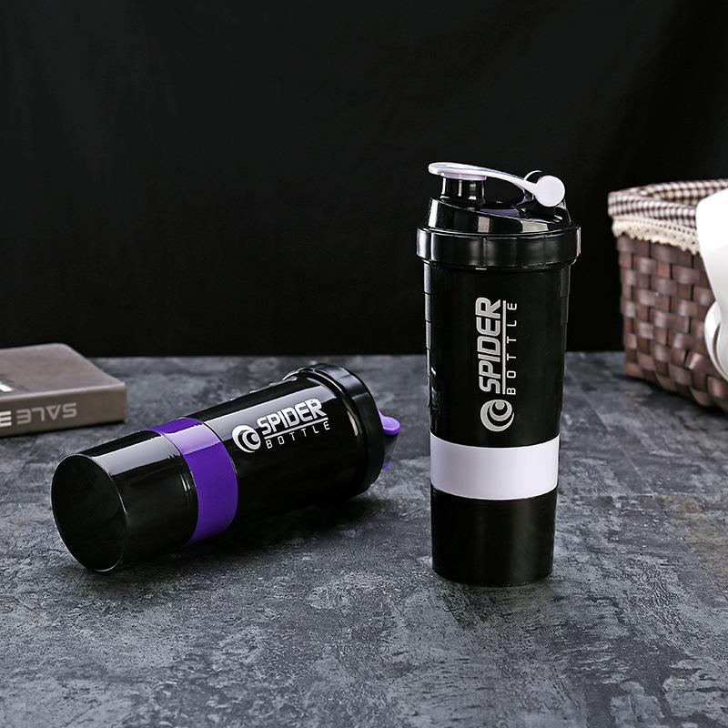500 мл трехслойный креативный шейкер для протеинового порошка, портативный портативный фитнес-спортивный шейкер, весенняя чашка-паук